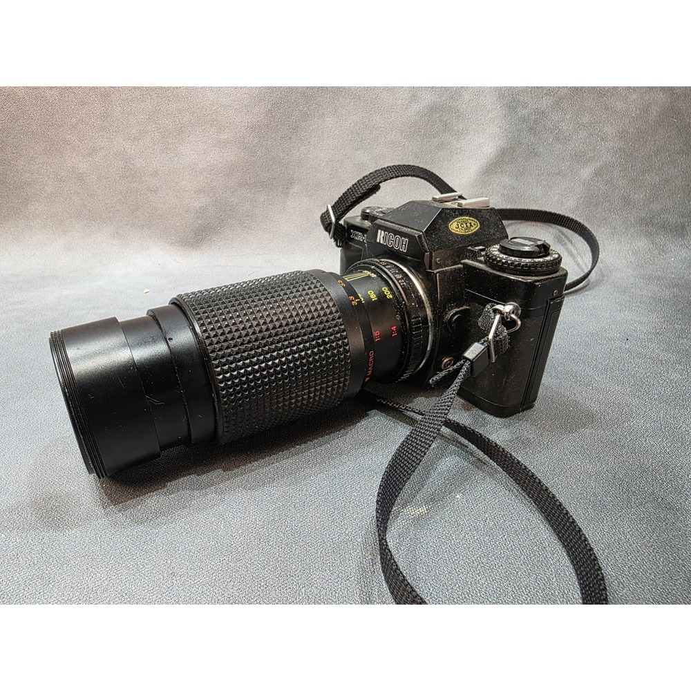 Ricoh XR-10 35mm SLR Film Camera with 75-200mm Macro Zoom Lens Black Vintage